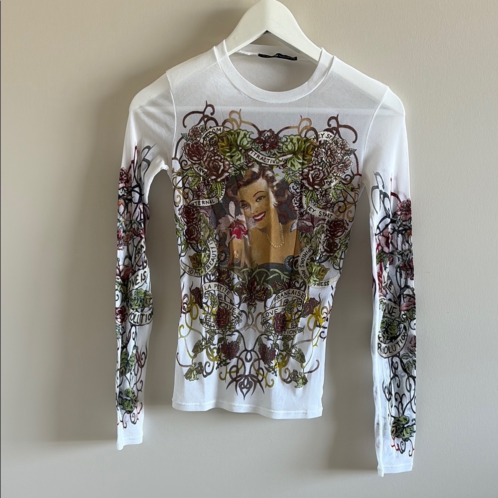 RARE Y2K La Petite Francaise mesh top